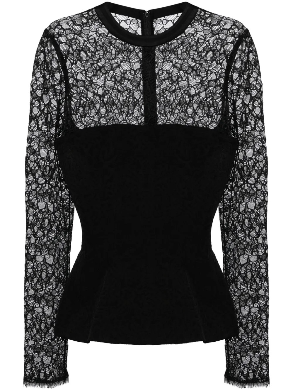 Simkhai Prima Peplum Long Sleeve Black Lace Bustier Top Size 8
